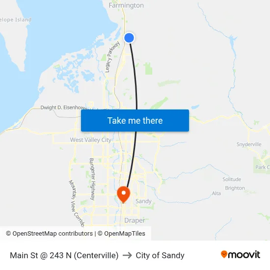 Main St @ 243 N    (Centerville) to City of Sandy map