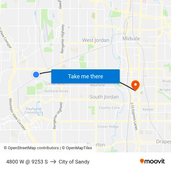 4800 W @ 9253 S to City of Sandy map