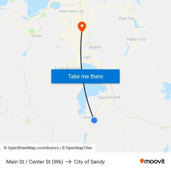 Main St / Center St (Wb) to City of Sandy map