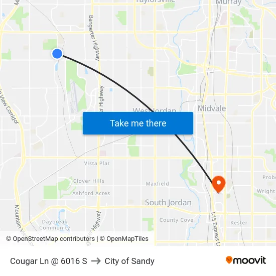 Cougar Ln @ 6016 S to City of Sandy map