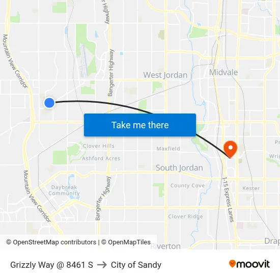 Grizzly Way @ 8461 S to City of Sandy map