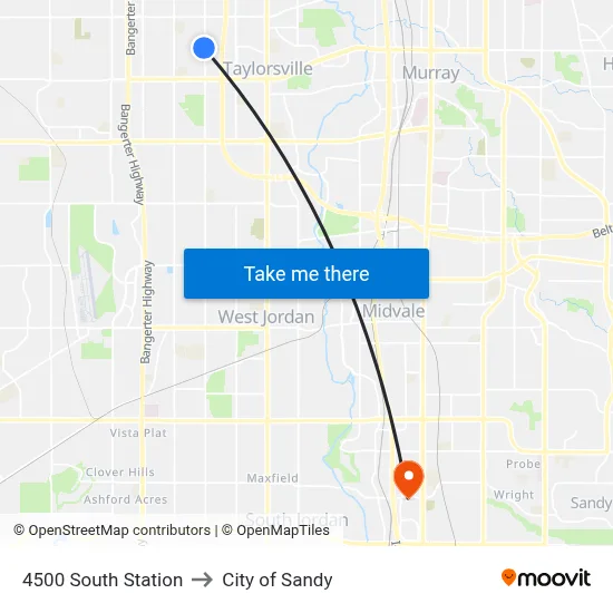 4500 South Station to City of Sandy map