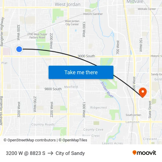 3200 W @ 8823 S to City of Sandy map