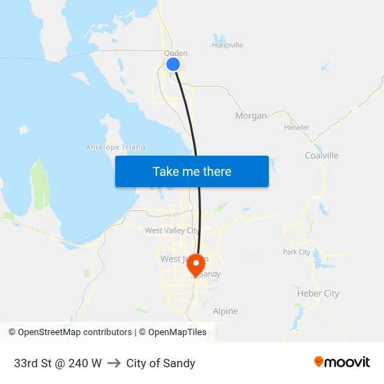 33rd St @ 240 W to City of Sandy map