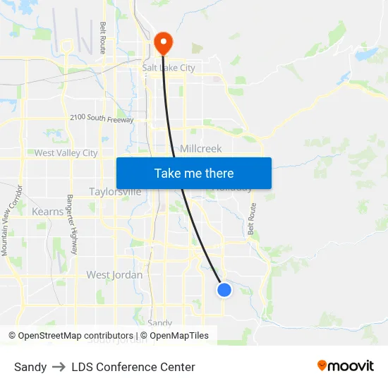 Sandy to LDS Conference Center map