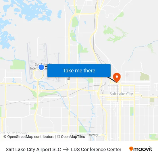 Salt Lake City Airport SLC to LDS Conference Center map