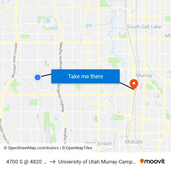 4700 S @ 4820 W to University of Utah Murray Campus map