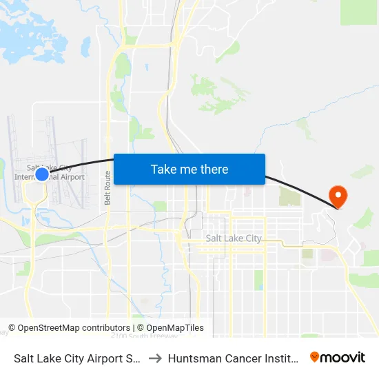 Salt Lake City Airport SLC to Huntsman Cancer Institute map