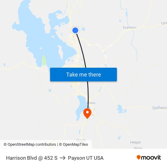 Harrison Blvd @ 452 S to Payson UT USA map