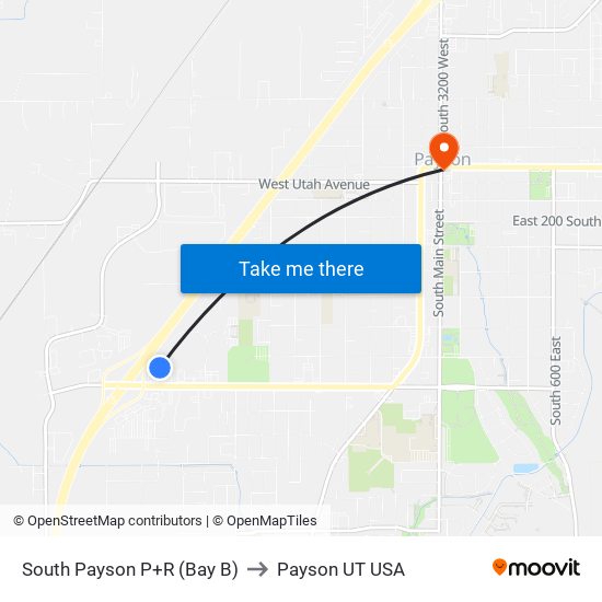 South Payson P+R (Bay B) to Payson UT USA map