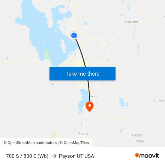 700 S / 800 E (Wb) to Payson UT USA map