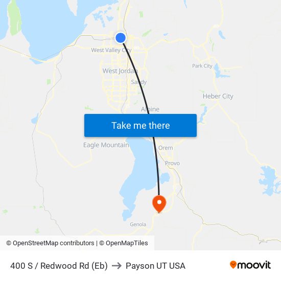 400 S / Redwood Rd (Eb) to Payson UT USA map