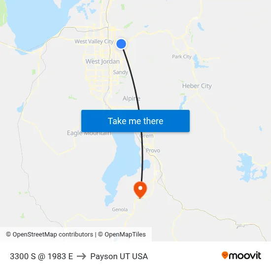 3300 S @ 1983 E to Payson UT USA map