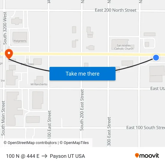 100 N @ 444 E to Payson UT USA map