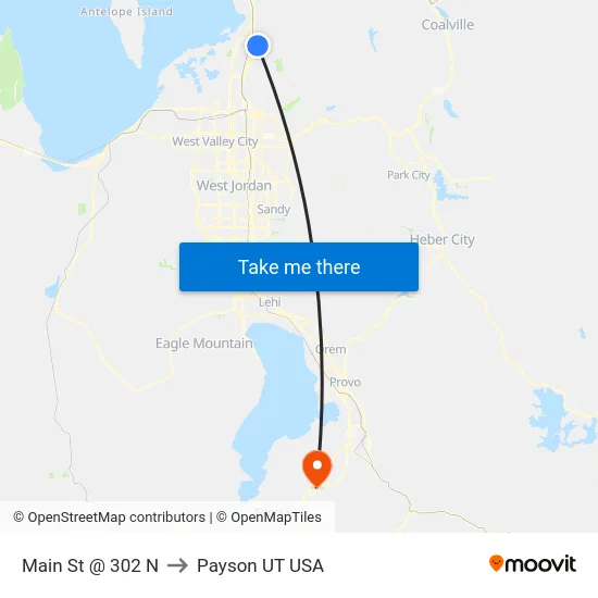 Main St @ 302 N to Payson UT USA map