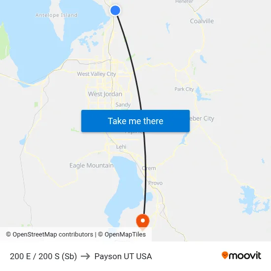 200 E / 200 S (Sb) to Payson UT USA map
