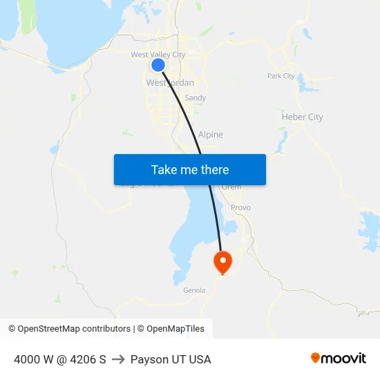 4000 W @ 4206 S to Payson UT USA map