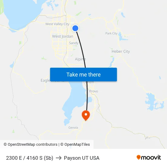 2300 E / 4160 S (Sb) to Payson UT USA map