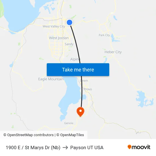 1900 E / St Marys Dr (Nb) to Payson UT USA map