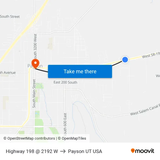 Highway 198 @ 2192 W to Payson UT USA map