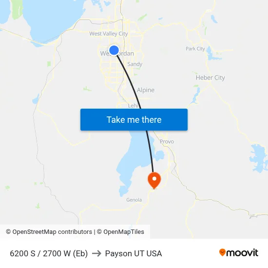 6200 S / 2700 W (Eb) to Payson UT USA map