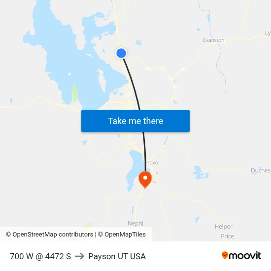 700 W @ 4472 S to Payson UT USA map