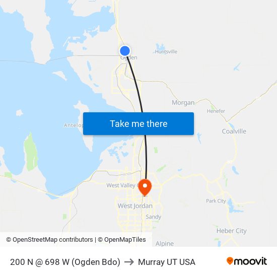 200 N @ 698 W (Ogden Bdo) to Murray UT USA map