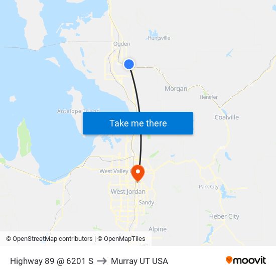 Highway 89 @ 6201 S to Murray UT USA map