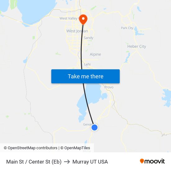 Main St / Center St (Eb) to Murray UT USA map