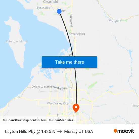 Layton Hills Pky @ 1425 N to Murray UT USA map