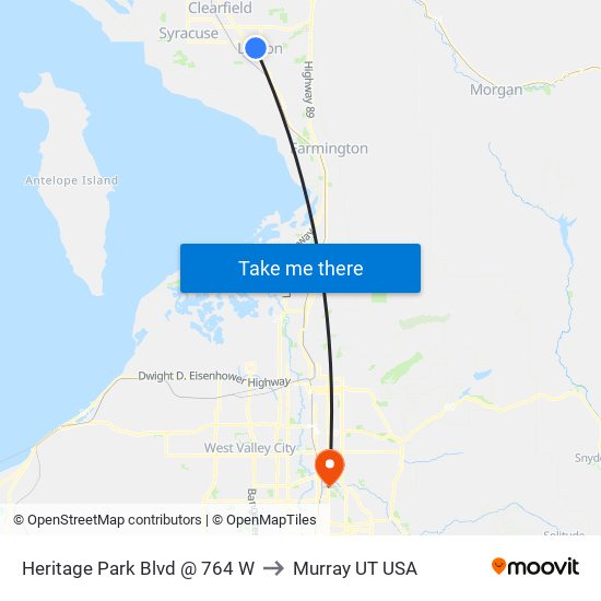 Heritage Park Blvd @ 764 W to Murray UT USA map