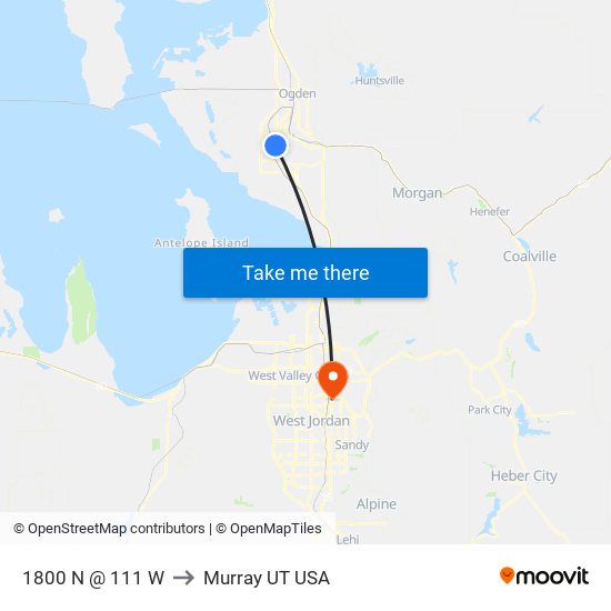 1800 N @ 111 W to Murray UT USA map