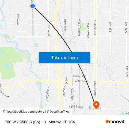 700 W / 3500 S (Sb) to Murray UT USA map