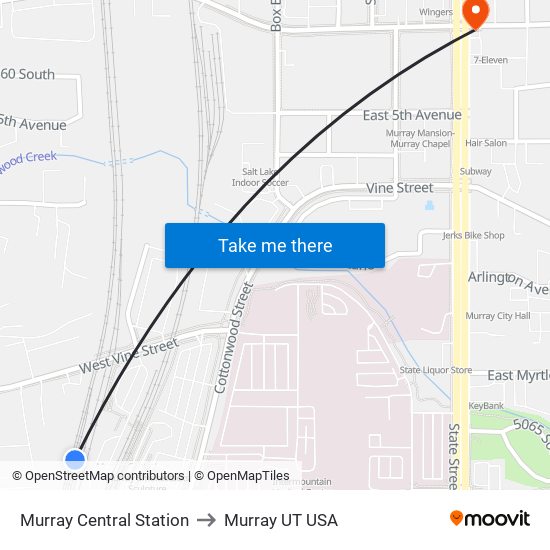 Murray Central Station to Murray UT USA map