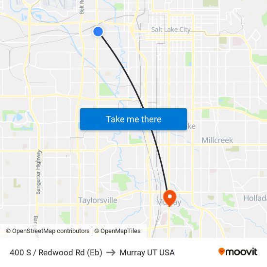 400 S / Redwood Rd (Eb) to Murray UT USA map