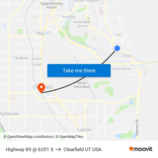 Highway 89 @ 6201 S to Clearfield UT USA map