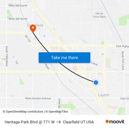 Heritage Park Blvd @ 771 W to Clearfield UT USA map