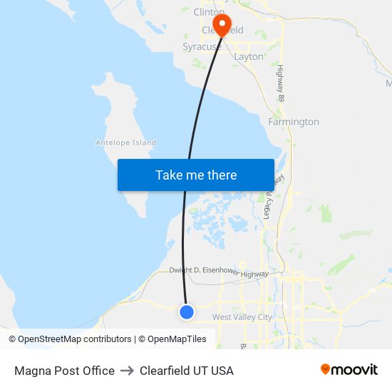 Magna Post Office to Clearfield UT USA map