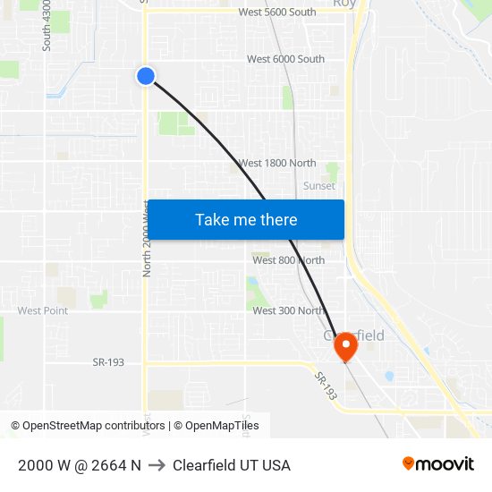 2000 W @ 2664 N to Clearfield UT USA map