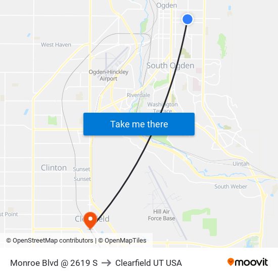 Monroe Blvd @ 2619 S to Clearfield UT USA map