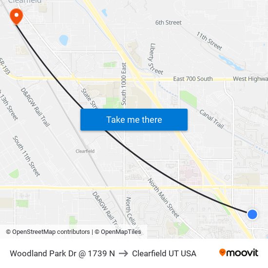 Woodland Park Dr @ 1739 N to Clearfield UT USA map