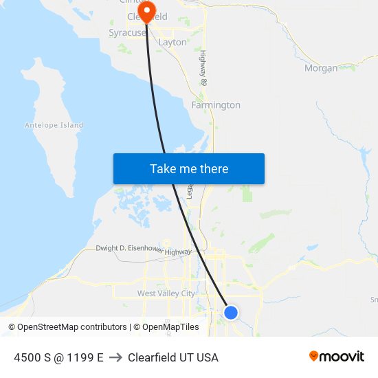 4500 S @ 1199 E to Clearfield UT USA map