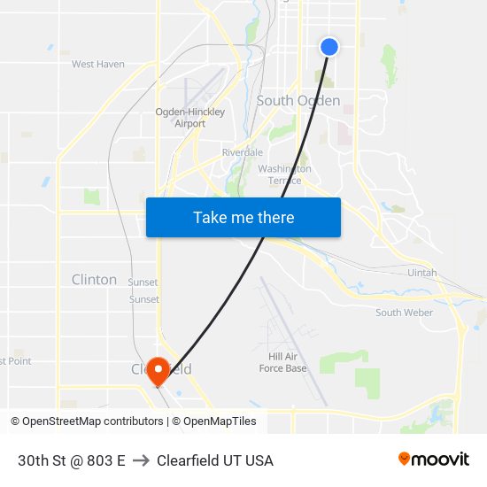 30th St @ 803 E to Clearfield UT USA map