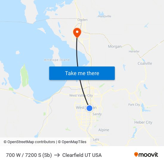 700 W / 7200 S (Sb) to Clearfield UT USA map