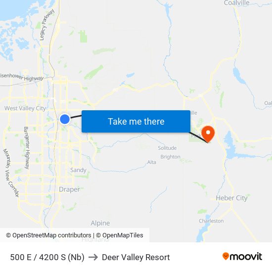 500 E / 4200 S (Nb) to Deer Valley Resort map