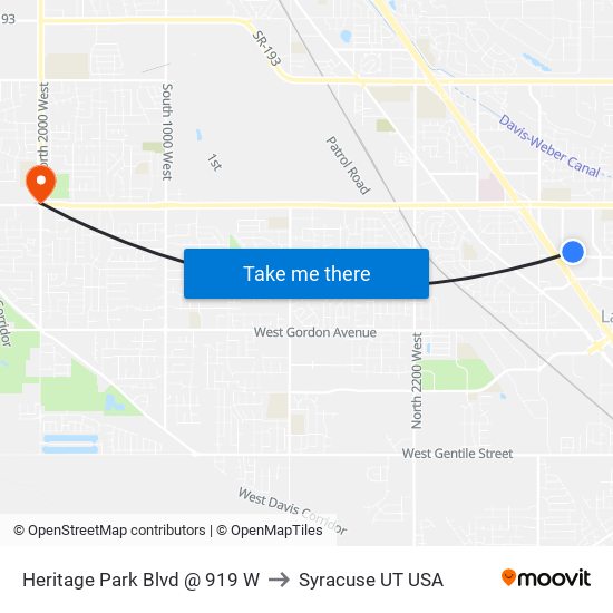 Heritage Park Blvd @ 919 W to Syracuse UT USA map