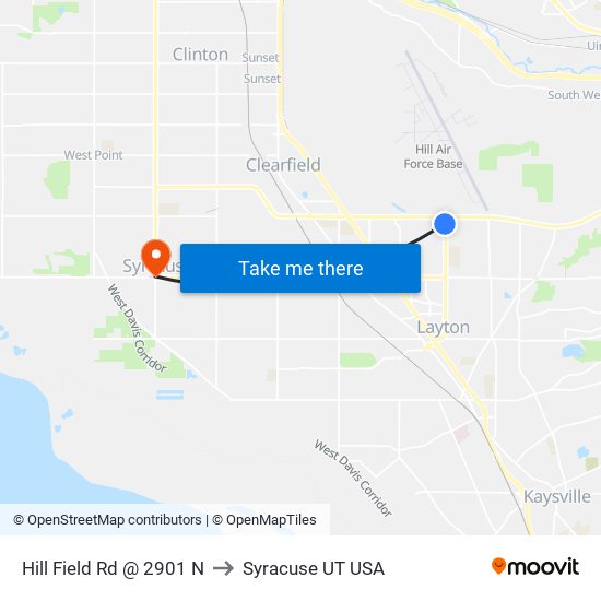 Hill Field Rd @ 2901 N to Syracuse UT USA map