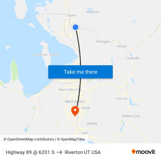 Highway 89 @ 6201 S to Riverton UT USA map