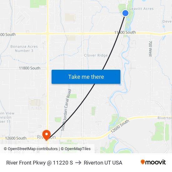 River Front Pkwy @ 11220 S to Riverton UT USA map