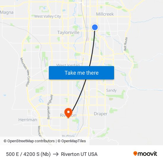 500 E / 4200 S (Nb) to Riverton UT USA map